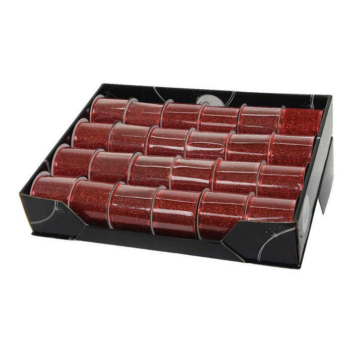 Decoris Ruban décoratif de Noël rouge à paillettes 6,3 x 270 cm