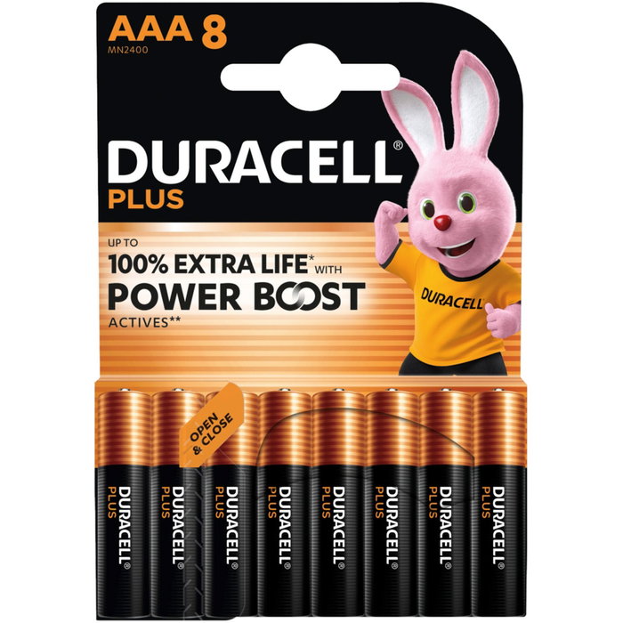 Duracell Power boost AAA LR03 1,5 V, pack de 8 unités
