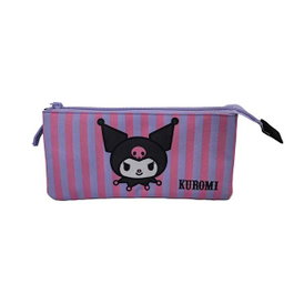 Toybags - Etui triple Kuromi - Intérieur entièrement doublé et personnalisé - Finitions et fermetures éclair de haute qualité - 44 x 30 x 20 cm