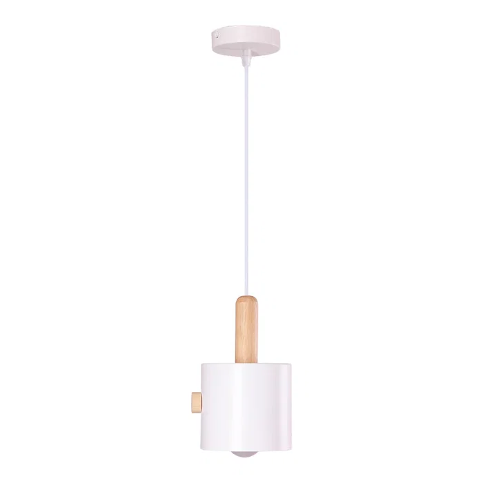 Scarlet Lámpara Colgante SKD-P1014-W - Lampe suspendue en métal et bois, hauteur réglable, pour décoration moderne