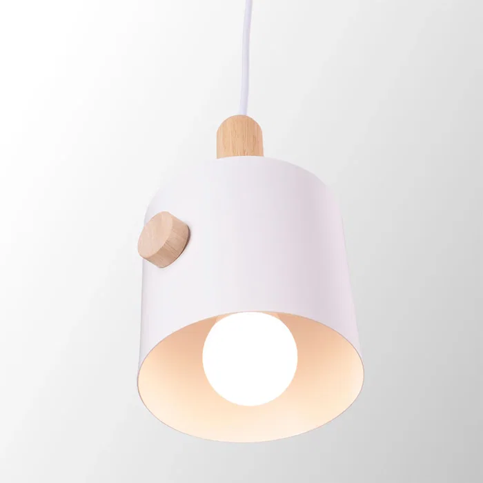 Scarlet Lámpara Colgante SKD-P1014-W - Lampe suspendue en métal et bois, hauteur réglable, pour décoration moderne