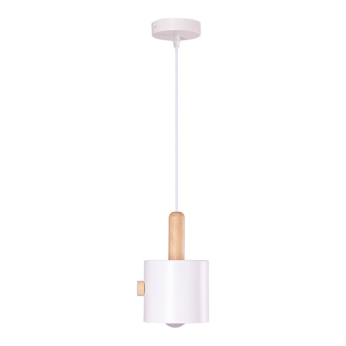 SKD [SKD-P1014-W] Suspension Scarlet Bois Acier Blanc 1xE27 Sans Ampoule