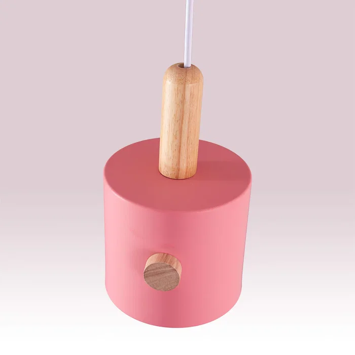 Scarlet Lámpara Colgante SKD-P1014-W - Lampe suspendue en métal et bois, hauteur réglable, pour décoration moderne