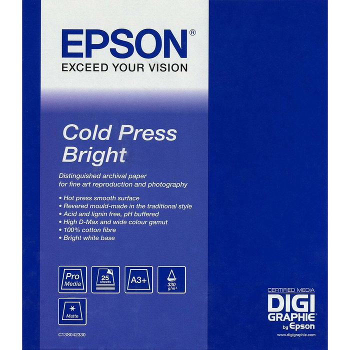 Papier pour aquarelle Epson GF Papel Artístico Cold Press Bright Blanc