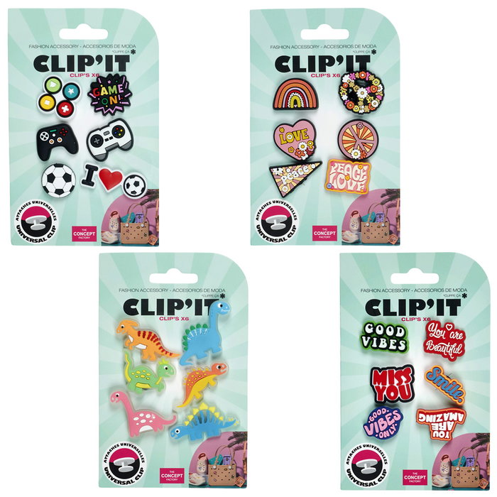Home Deco Factory JGO. 6 CHARMS CLIP IT - Lot de 6 charms en PVC