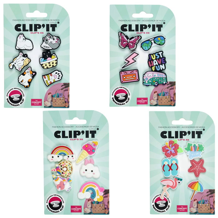 Home Deco Factory JGO. 6 CHARMS CLIP IT - Lot de 6 charms en PVC
