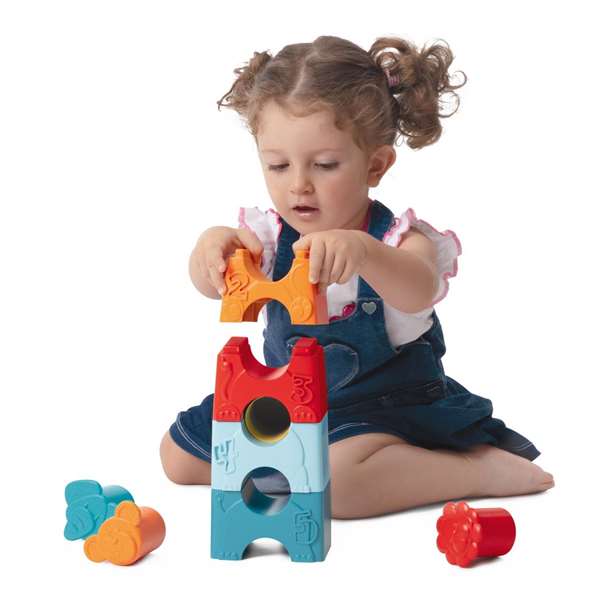 Chicco - Tour à empiler éducative 2 en 1 avec animaux, développe la logique et la motricité fine, jouet pour bébé de 6 mois à 3 ans, 10 pièces