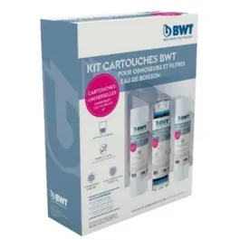 BWT Pack de Filtres Prémat Triplex P'URE AQUACALCIUM - Prétraitement Osmoseur, Élimine Goûts, Odeurs, Sédiments (Jusqu'à 1 µm), Pack de 3