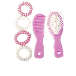Inca Lot d'accessoires de beauté 6 pièces (4 élastiques téléphone, 1 brosse, 1 peigne)
