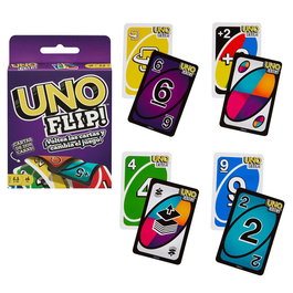 UNO - Uno Flip - Jeu de cartes familial - Version multilingue (Anglais, Français, Allemand, Italien, Espagnol) - Pour joueurs de 7 ans et plus - GDR44