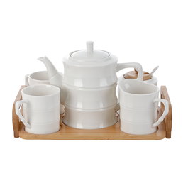 Ensemble de tasses à café Home ESPRIT Blanc Bambou Porcelaine 240 ml