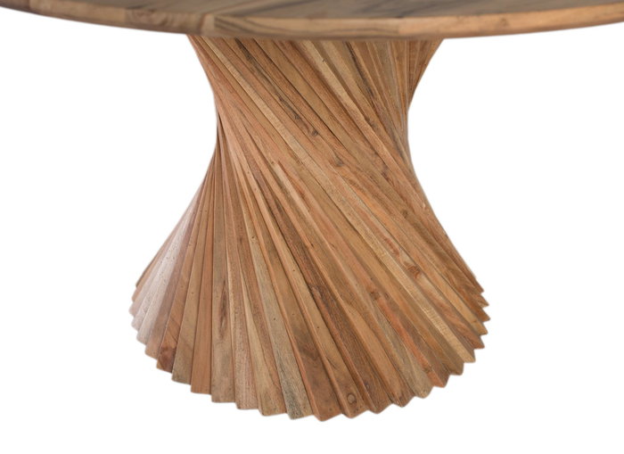GINER Y COLOMER Table de Salle à Manger Ronde en Acacia et Manguier avec Base Spirale Sculpturale - Fabrication Artisanale - Finition Naturelle
