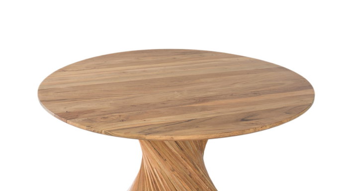 GINER Y COLOMER Table de Salle à Manger Ronde en Acacia et Manguier avec Base Spirale Sculpturale - Fabrication Artisanale - Finition Naturelle