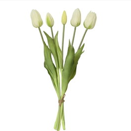 Everlands Ramo de tulipanes blancs en polypropylène 15x15x40 cm