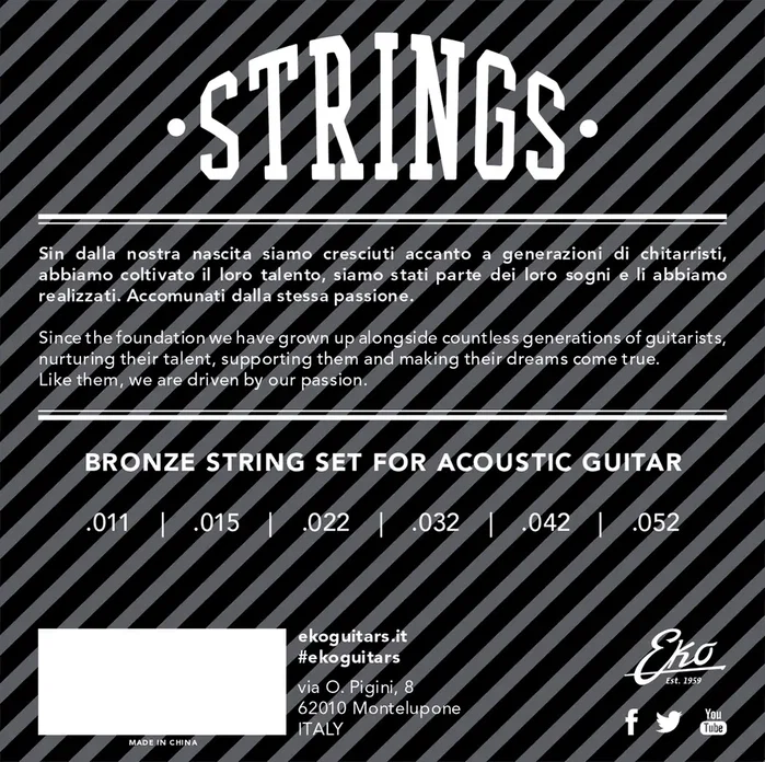 EKO Cordes Acoustiques Bronze 80/20 Medium Light 11-52 EKO Cordes Acoustiques Bronze 80/20 Medium Light 11-52