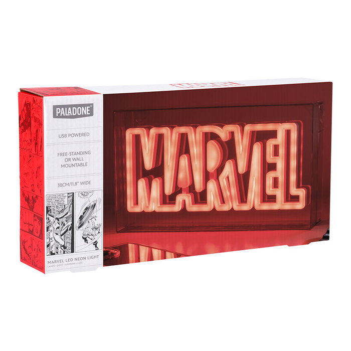 Paladone Lampe LED Néon Logo Marvel, avec câble USB-C, à poser ou suspendre