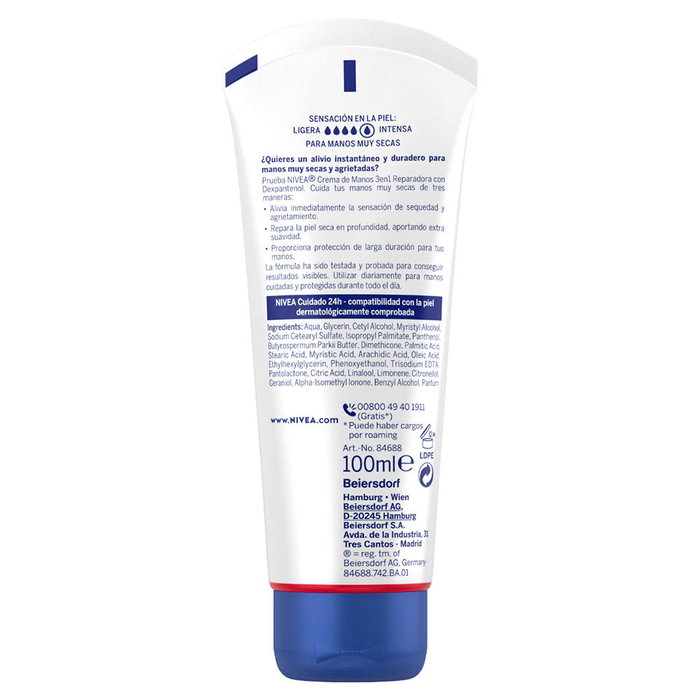 Nivea Crème Mains Réparatrice 3 en 1 Confort 48h pour Mains Sèches et Irritées, Dexpanthénol, 100 ml