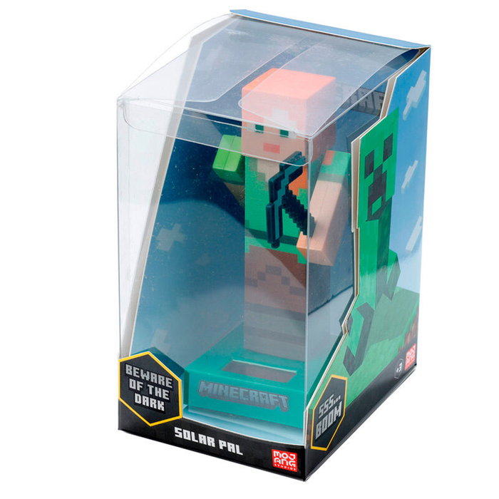 PUCKATOR Figurine Solaire Minecraft Alex - Figurine Décorative avec Panneau Solaire pour Jardin ou Balcon