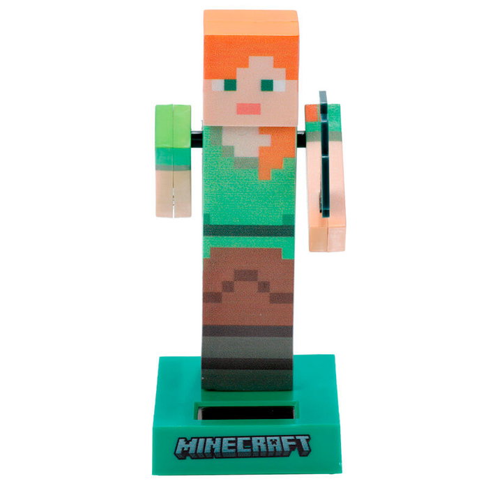 PUCKATOR Figurine Solaire Minecraft Alex - Figurine Décorative avec Panneau Solaire pour Jardin ou Balcon