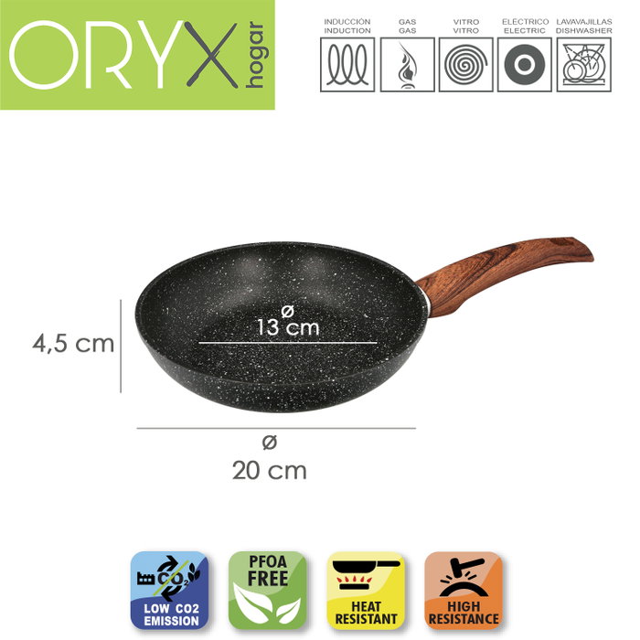 ORYX Poêle en aluminium forgé antiadhésif effet pierre Ø 20 cm