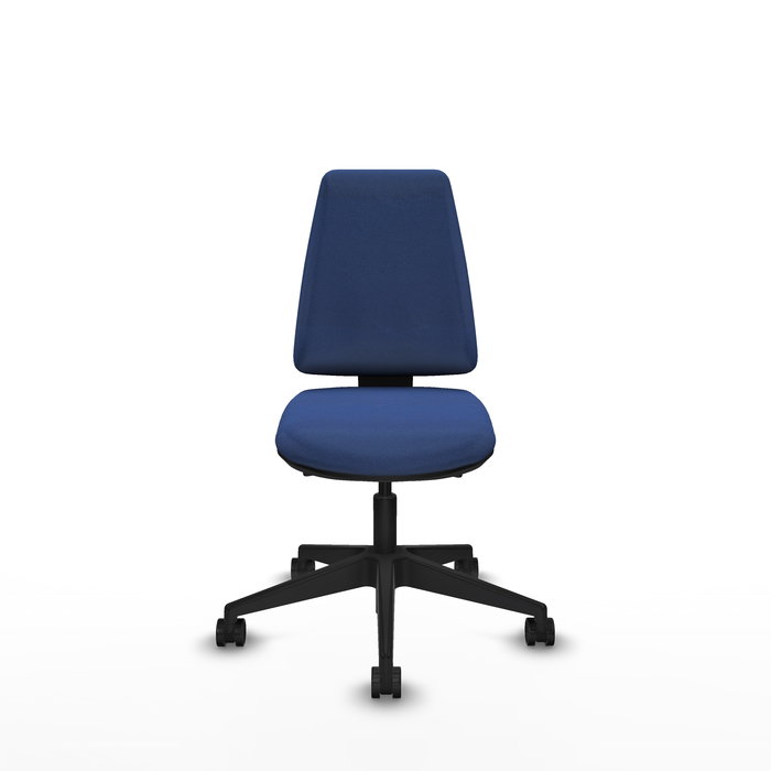 Chaise Elche Asynchrone Tissu Bleu foncé Base pyramidale noire Sans accoudoirs Sans appui-tête Roulettes 65mm nylon