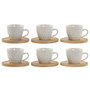 Home ESPRIT Jeu de 6 tasses avec plat Blanc Bambou Porcelaine 90 ml