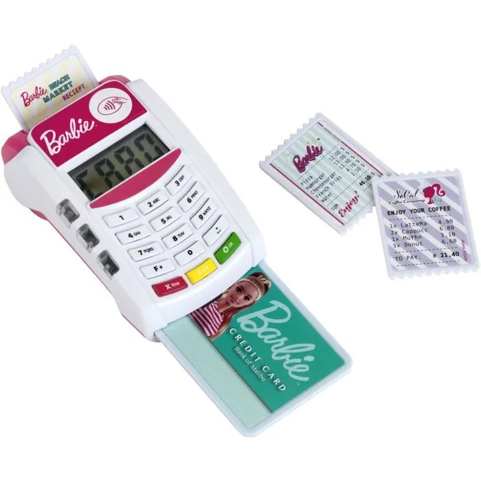 Klein Terminal de Paiement Électronique Barbie 7335 avec Accessoires - Jouet Imitation avec Écran, Son et Lumière - Pour Enfants Dès 3 Ans