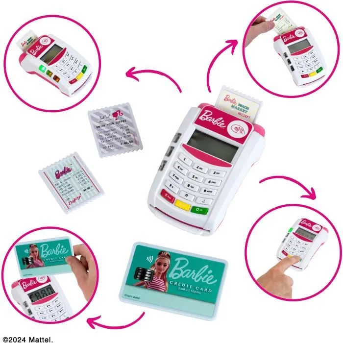 Klein Terminal de Paiement Électronique Barbie 7335 avec Accessoires - Jouet Imitation avec Écran, Son et Lumière - Pour Enfants Dès 3 Ans