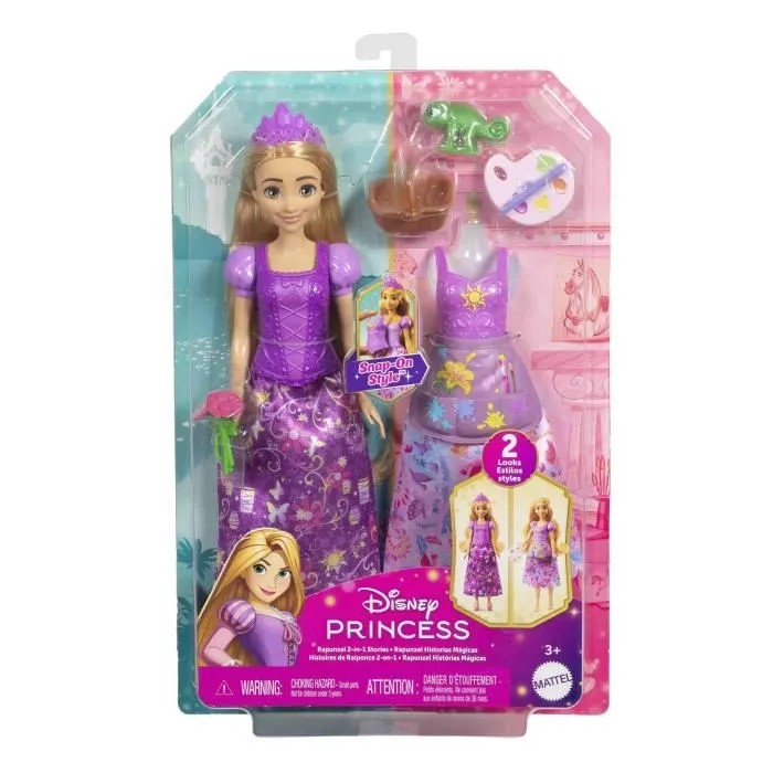 Disney Princess - Poupée Raiponce Coffret Pique-Nique et Art avec 2 Tenues et 7 Accessoires - JBG09 - 3 ans et plus