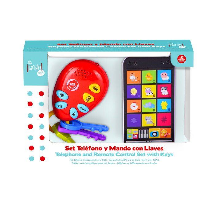 Tachan Set de Clés et Téléphone Jouet Éducatif avec 5 Sons, Lumière et Langues Multilingues pour Enfants à Partir de 12 Mois