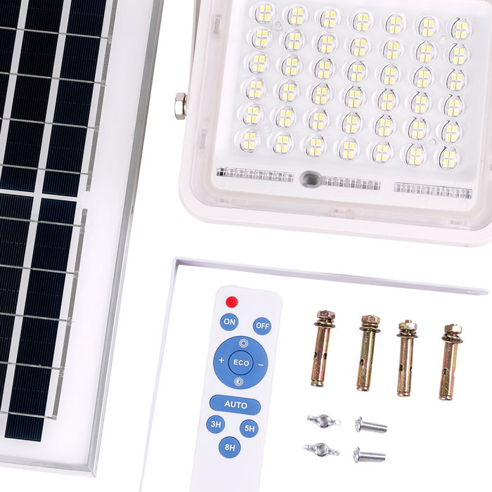 Projecteur LED solaire 40W 6500K avec panneau 6V/8W et télécommande