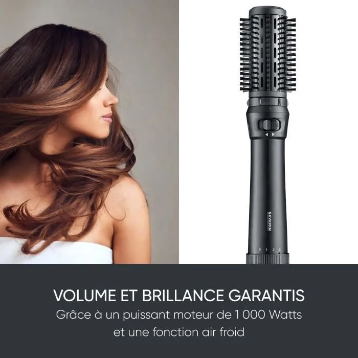 Severin Brosse Soufflante Auto-Rotative Styler 1000 W avec Revêtement Céramique-Kératine, 3 Embouts Interchangeables, Noir