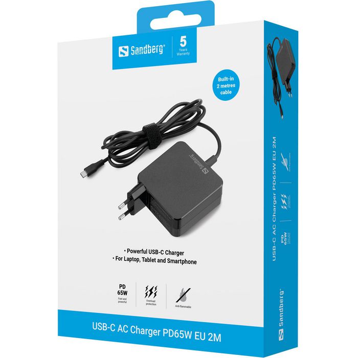 Sandberg USB-C AC Charger PD65W EU 2M Sandberg USB-C AC Charger PD65W EU 2M