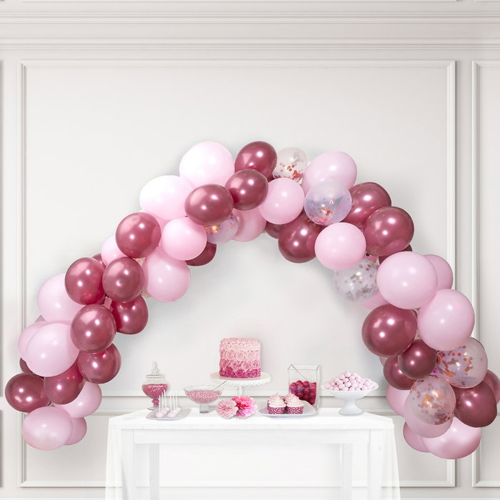 Party Time Arche de 90 Ballons Rose et Confetti