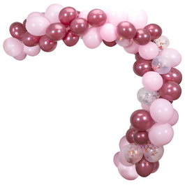 Party Time Arche de 90 Ballons Rose et Confetti