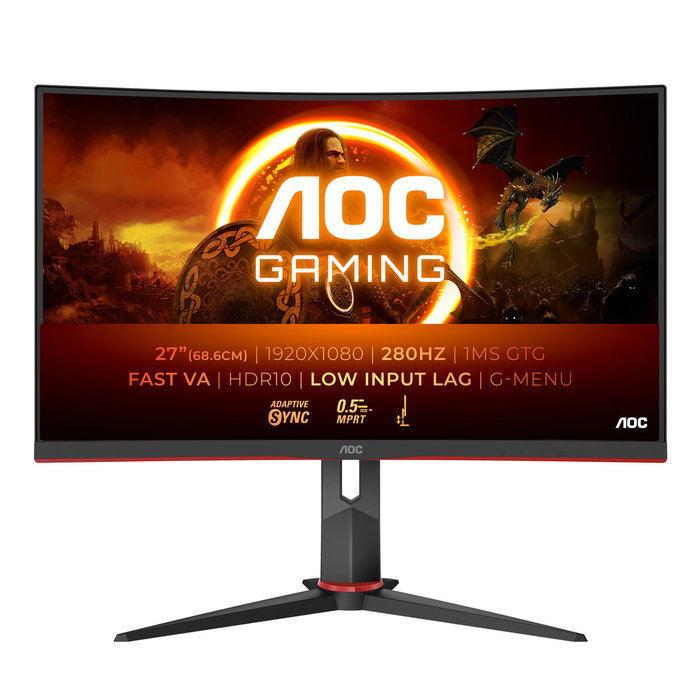 AOC C27G2Z3/BK - Moniteur Gaming incurvé 27 pouces (68,6 cm) Full HD 240 Hz avec technologie VA