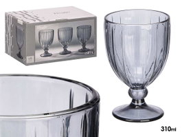 Vivalto Copa Vino Rayas 310 ml Gris Verre 8.5x13.3x8.5 cm (Set de 24)