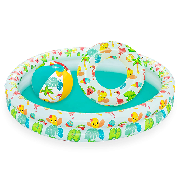 Bestway 51124 Piscine Gonflable Enfant avec 2 Anneaux 122x20 cm +2 Ans