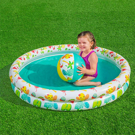 Bestway 51124 Piscine Gonflable Enfant avec 2 Anneaux 122x20 cm +2 Ans
