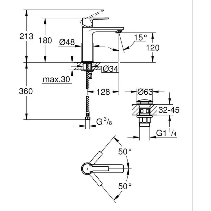 Grohe Mitigeur monocommande lavabo Lineare Taille S