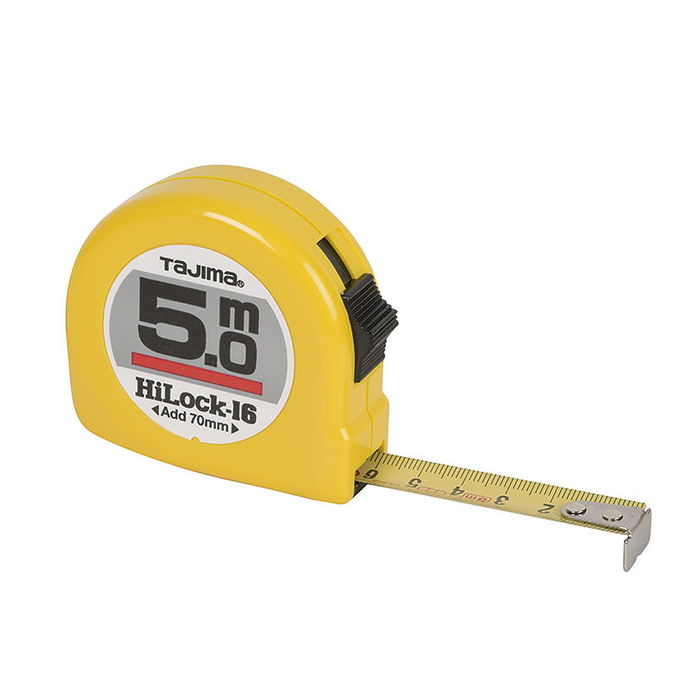 Tajima Flexomètre Hi-Lock-16 5M, Ruban Acier Jaune ABS, Homologué Tajima Flexomètre Hi-Lock-16 5M, Ruban Acier Jaune ABS, Homologué