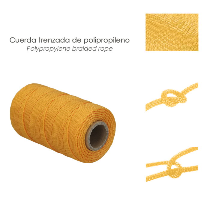 WOLFPACK LINEA PROFESIONAL Corde tressée en polypropylène jaune (bobine 100 mètres)