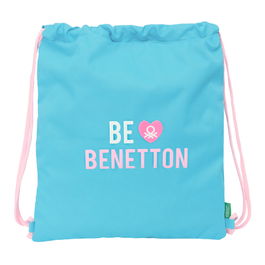 Sac à dos serré par des ficelles Benetton Unique Rose Turquoise 35 x 40 x 1 cm