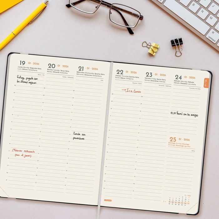 Agenda Finocam FLEXI Noir A5 14,8 x 21 cm 2026