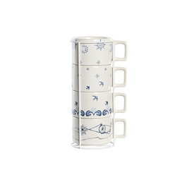 Ensemble de tasses à café DKD Home Decor Bleu Blanc Métal Dolomite 260 ml