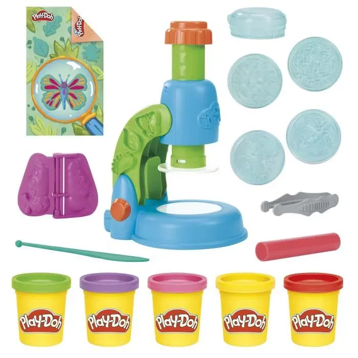 Play-Doh Kit Loisirs Créatifs Mon Petit Microscope, Pâte à Modeler avec 9 Accessoires et 5 Couleurs, Dès 3 Ans