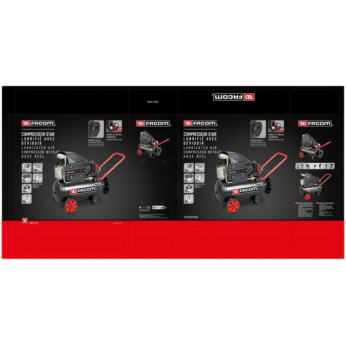 Facom Compresseur Horizontal 24 L 2,5 HP 10 Bars Moteur Induction