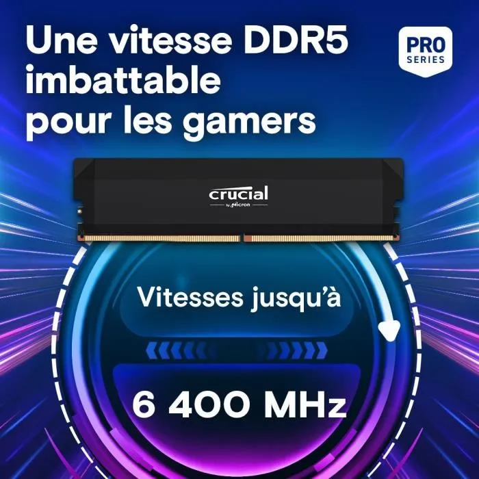 Crucial Kit 32Go (2x16Go) DDR5 6400 MT/s CL38 avec Dissipateur Thermique - CP2K16G64C38U5W