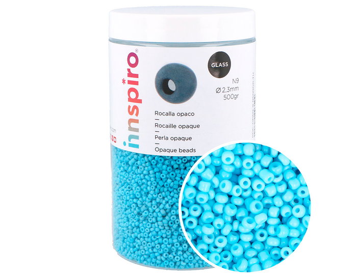 Innspiro Rocaille de verre ronde opaque turquoise 2,3 mm - 500g approx. Innspiro Rocaille de verre ronde opaque turquoise 2,3 mm - 500g approx.