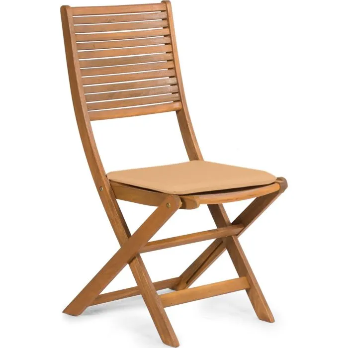 Fieldmann FDZN 4012-T Lot de 2 Chaises Pliantes en Bois d'Acacia pour Intérieur et Extérieur, Support 110 kg